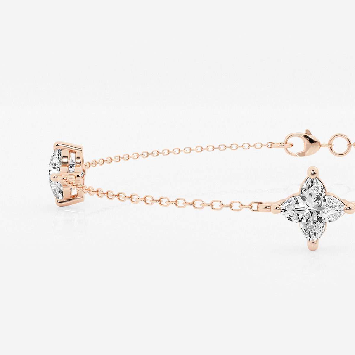 Additional Image 1 for  1 1/2 ctw Flower Lab Grown Diamond Three Station Bracelet - 7 Inches