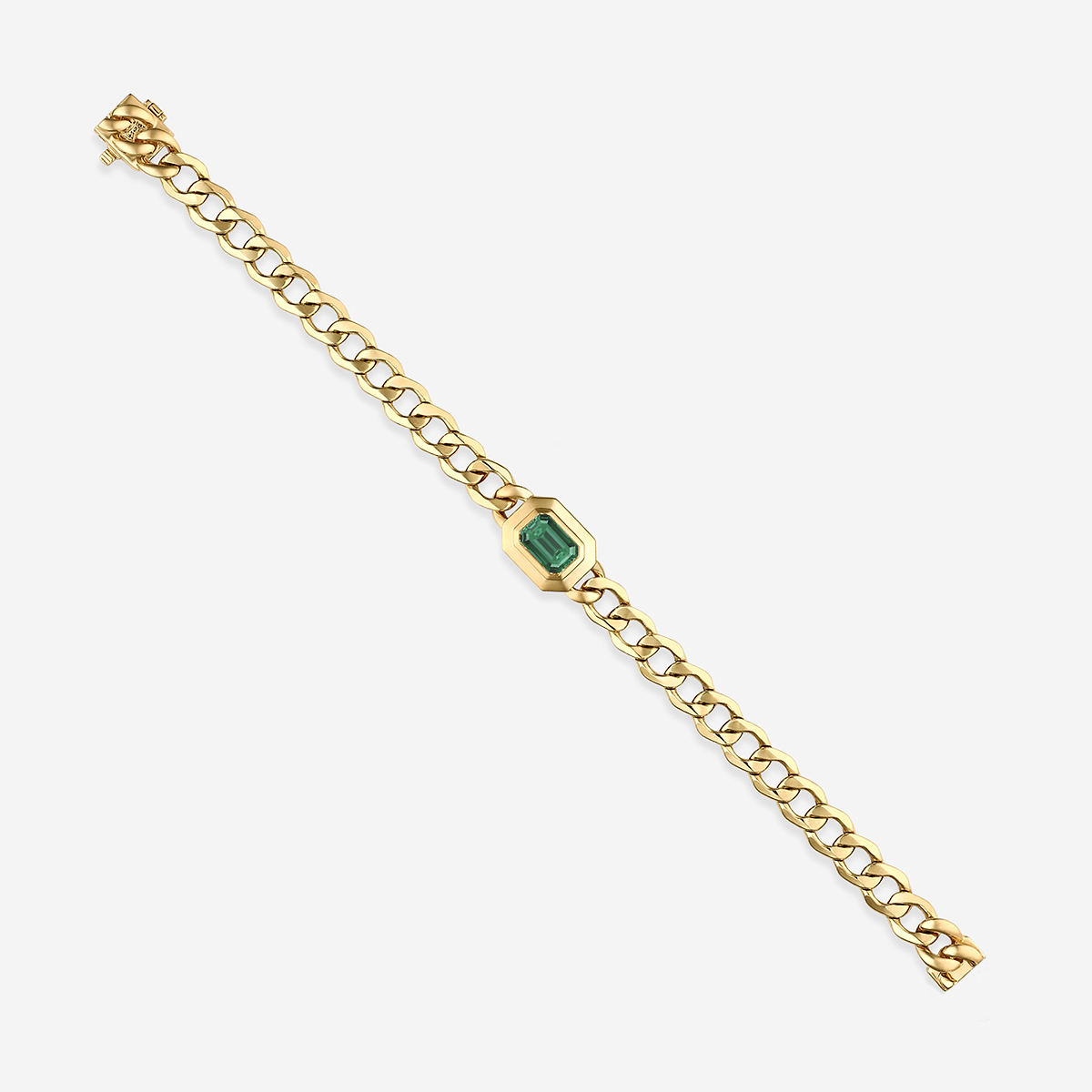 9X6 mm Emerald Cut Lab Grown Emerald Solitaire Bracelet - 7 Inches