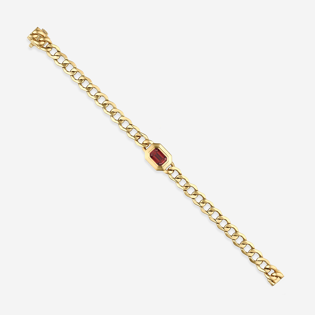 Additional Image 1 for  9X6 mm Emerald Cut Lab Grown Ruby Solitaire Bracelet - 7 Inches
