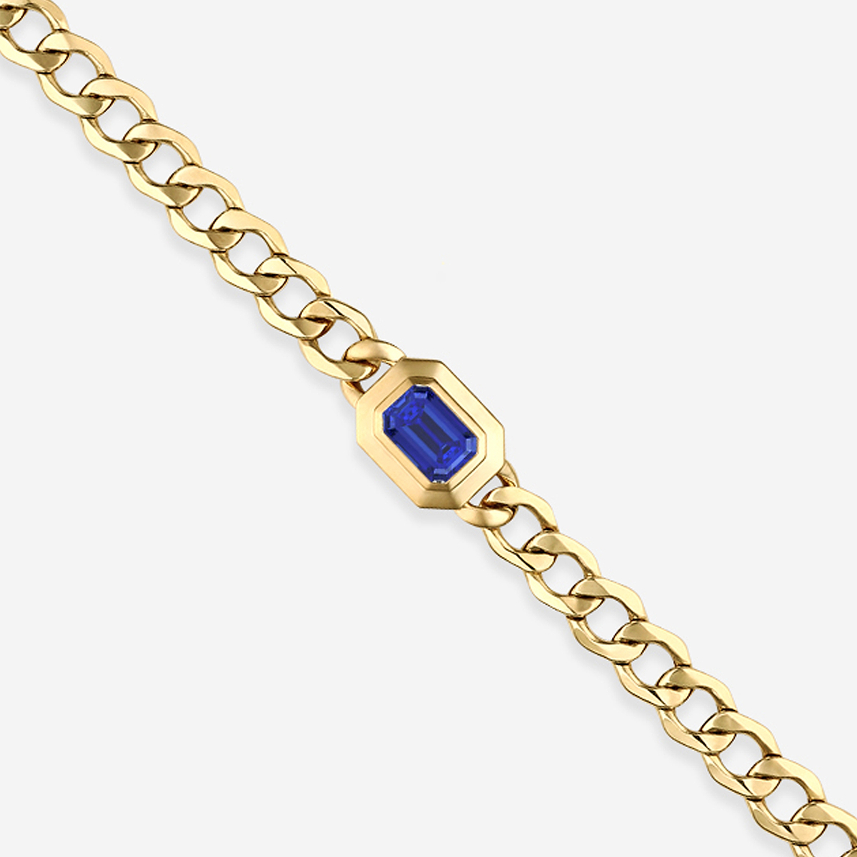 Additional Image 1 for  9X6 mm Emerald Cut Lab Grown Sapphire Solitaire Bracelet - 7 Inches