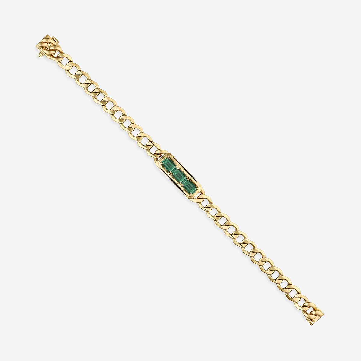 7x5 mm Emerald Cut Lab Grown Emerald Bracelet - 7 Inches