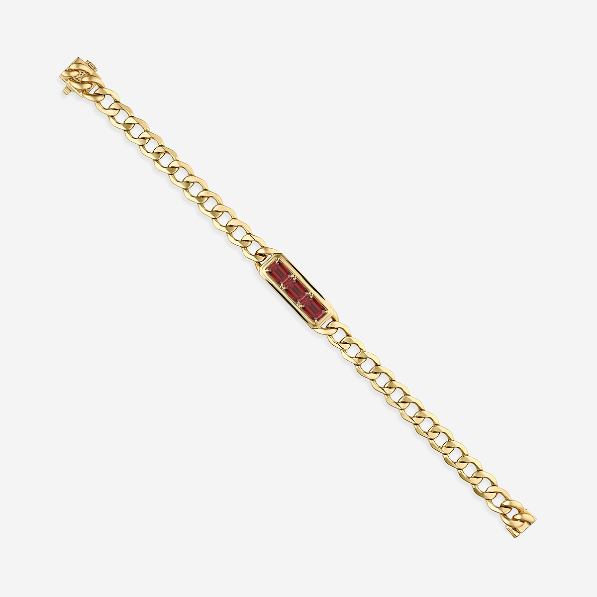 7x5 mm Emerald Cut Lab Grown Ruby Bracelet - 7 Inches