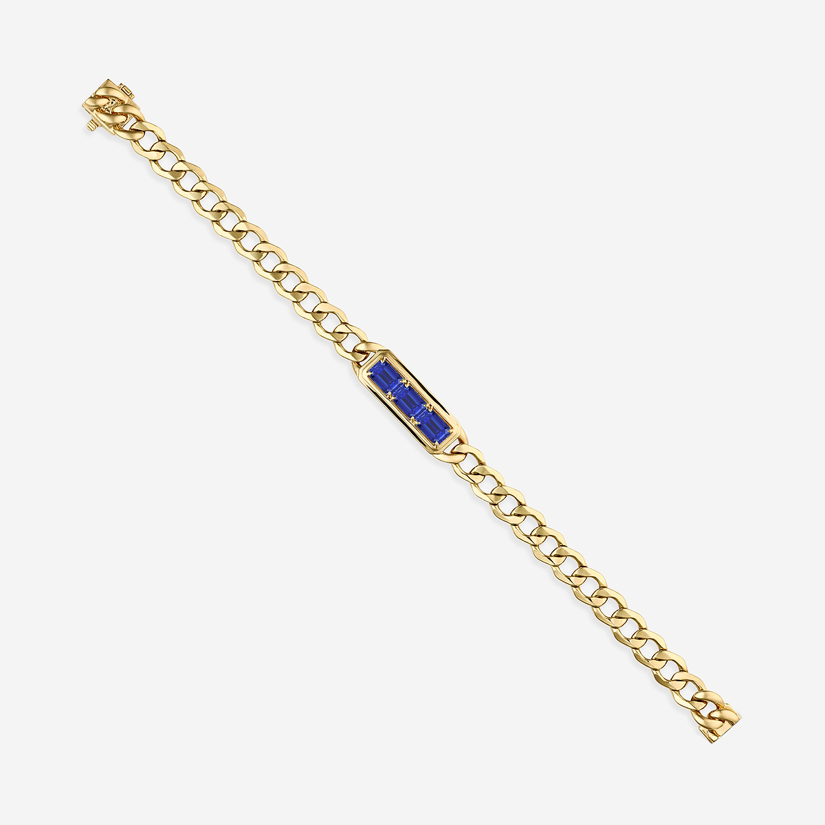 7x5 mm Emerald Cut Lab Grown Sapphire Bracelet - 7 Inches