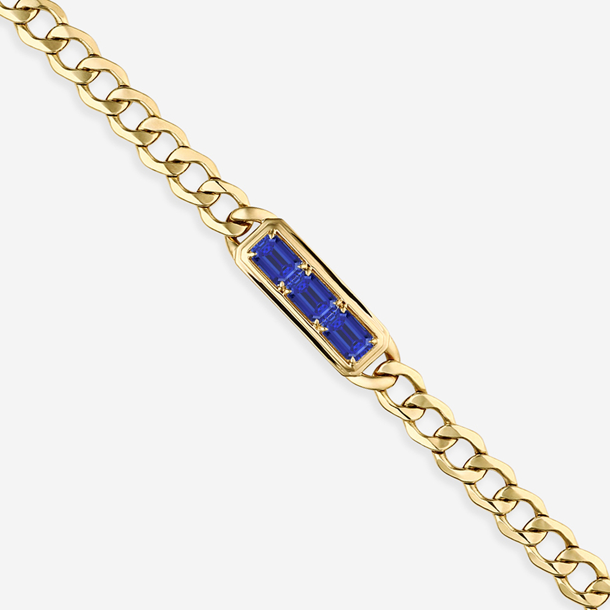 Additional Image 1 for  7x5 mm Emerald Cut Lab Grown Sapphire Bracelet - 7 Inches