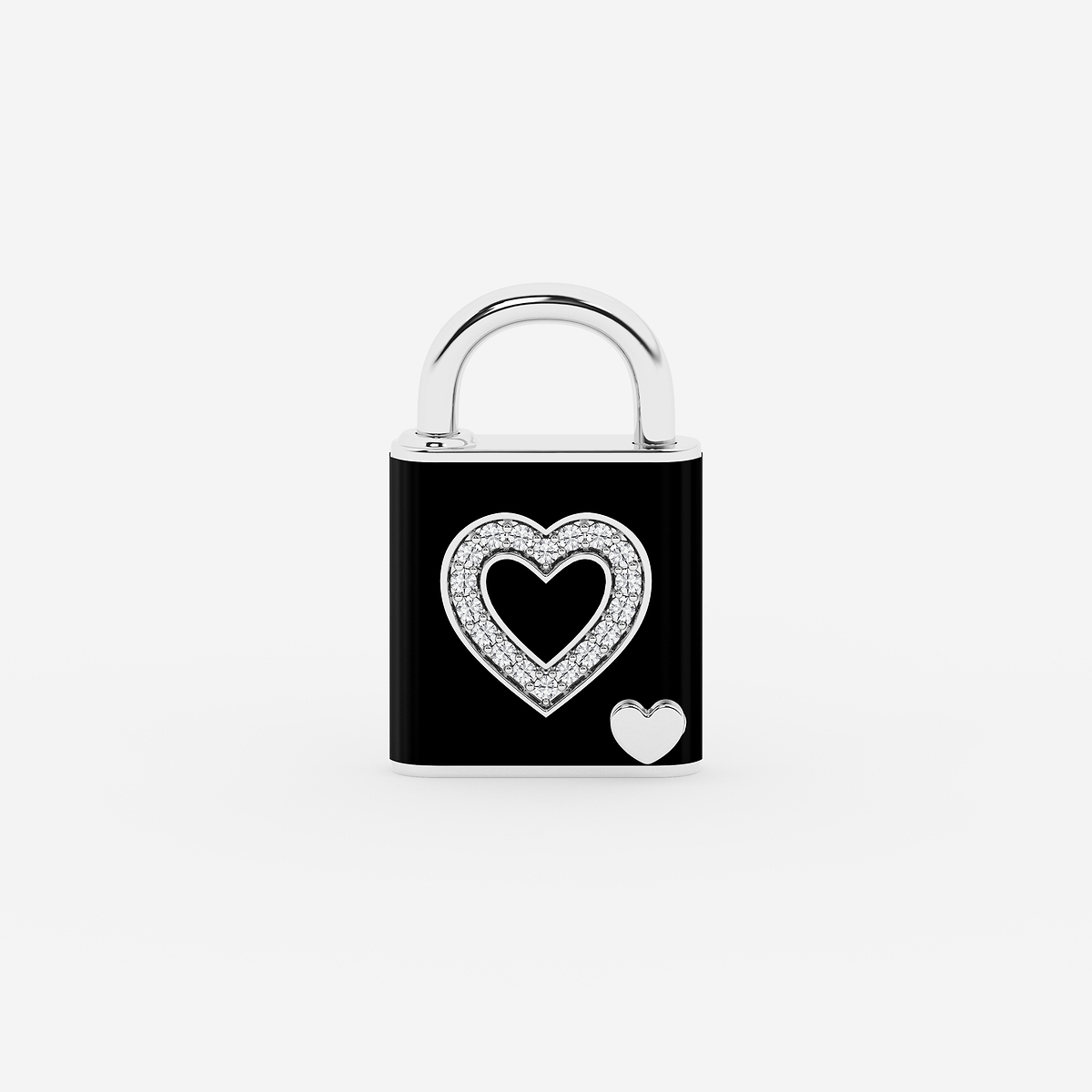 Additional Image 1 for  1/4 ctw Round Lab Grown Diamond Heart Lock Pendant with Black Ceramic