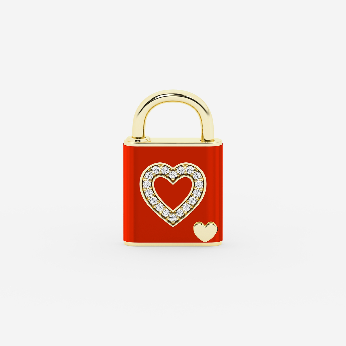 Additional Image 1 for  1/4 ctw Round Lab Grown Diamond Heart Design Lock Bracelet with Red Ceramic