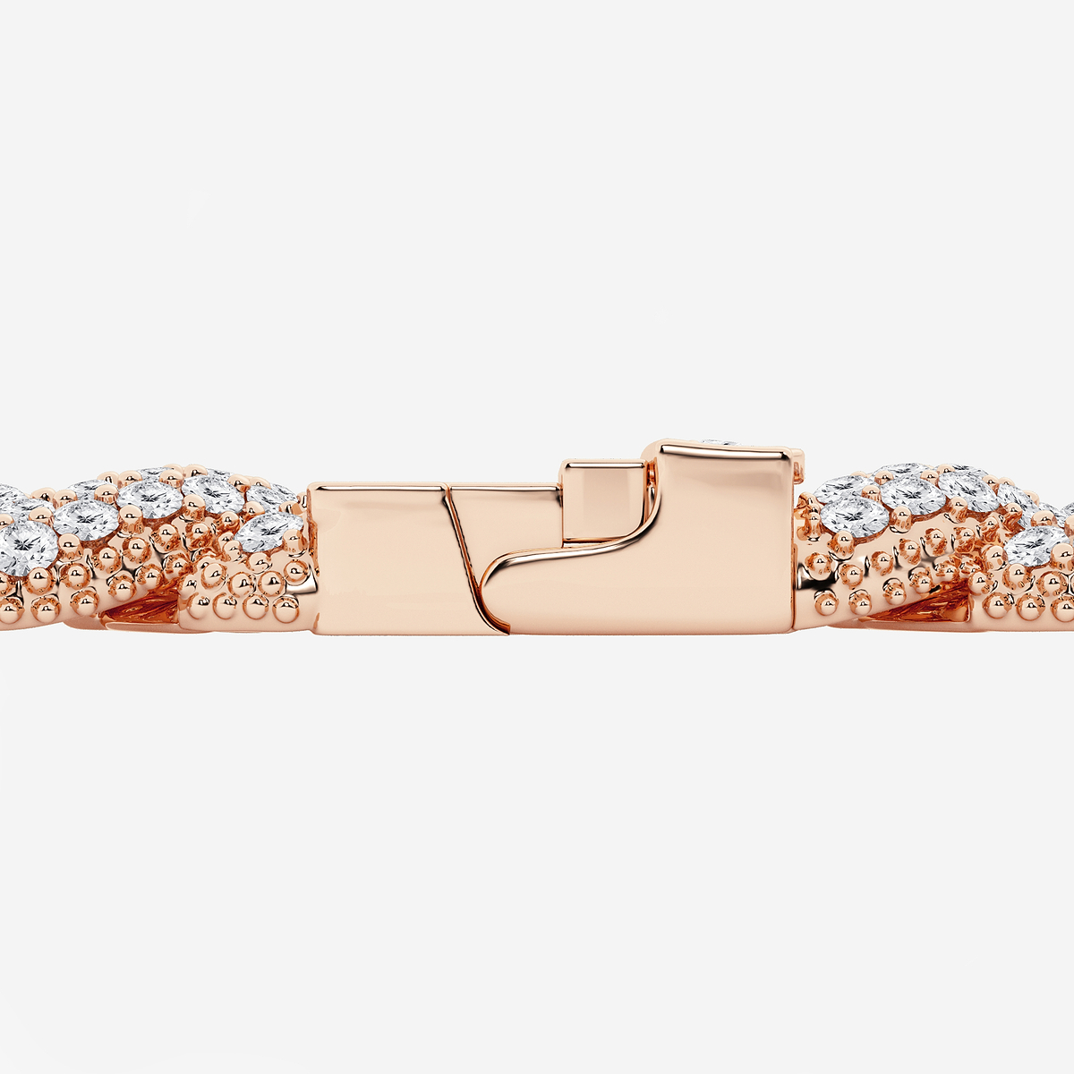 25 ctw Round Lab Grown Diamond Cuban Link Bracelet - 10 Inches 14K Rose Gold, F, VS2