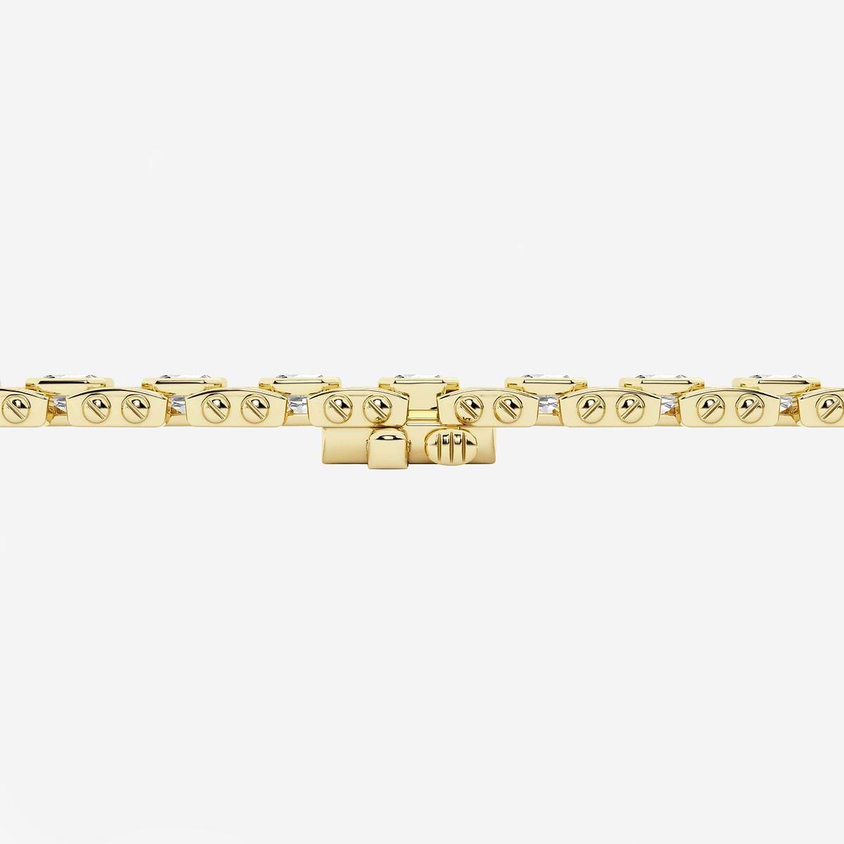12 7/8 ctw Asscher and Round Lab Grown Diamond Link Bracelet 14K Yellow Gold, F, VS2