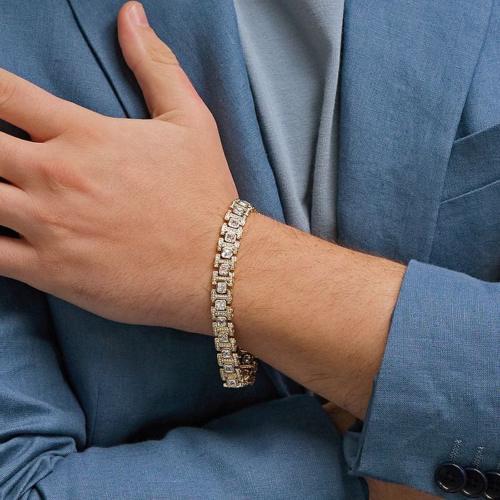 Asscher and Round Link Bracelet