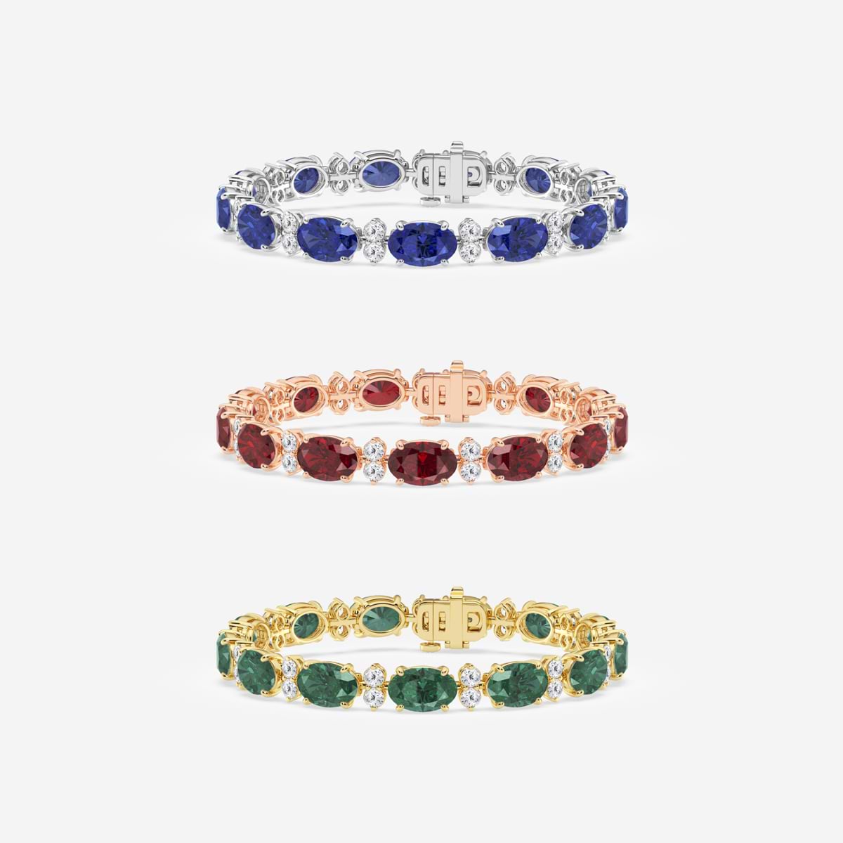 Additional Image 1 for  7 1/2 ctw Oval Cut Created Ruby and Round Lab Grown Diamond Bracelet - 7 Inches