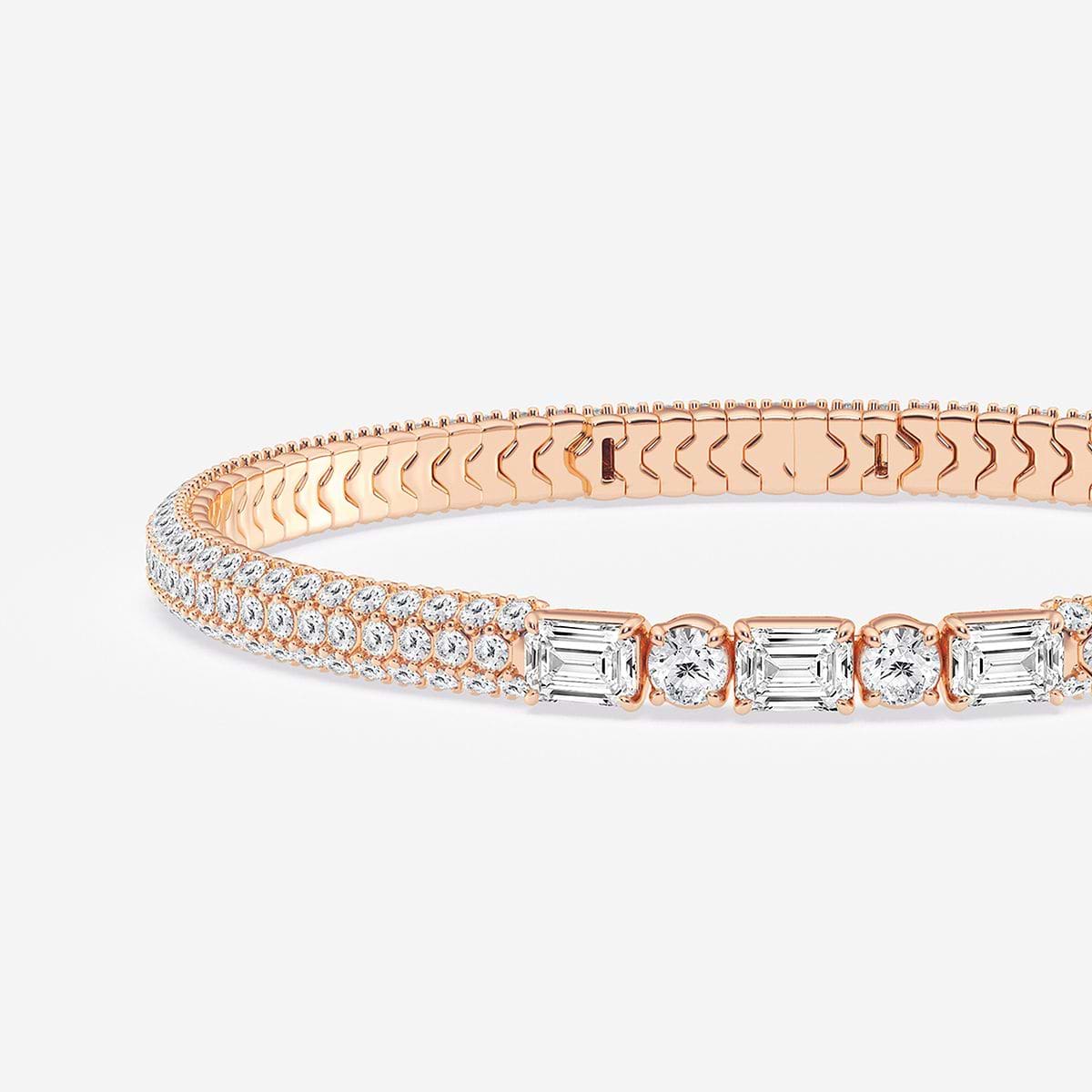 Additional Image 1 for  7 1/5 ctw Emerald & Round Lab Grown Diamond  Rollover Flexible Bangle Bracelet - 7 Inches