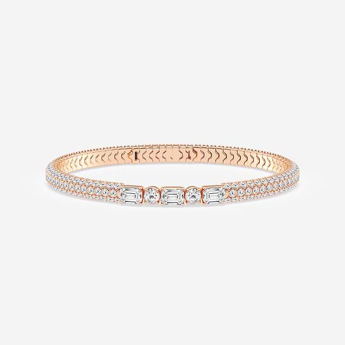 Multi-Shape Lab Grown Diamond Rollover Flexible Bangle