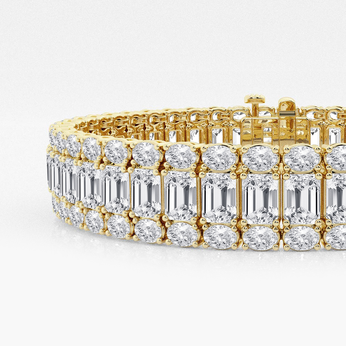 Additional Image 1 for  25 1/2 ctw Emerald Lab Grown Diamond Three Row Bracelet - 7 Inches