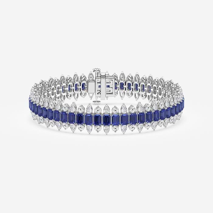 Emerald Cut Created Sapphire Fashion Bracelet