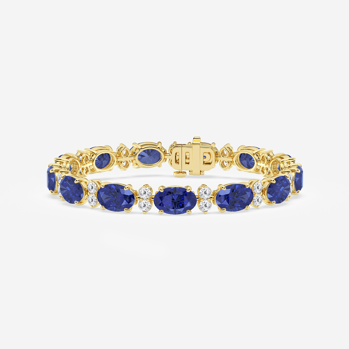 7 1/2 ctw Oval Cut Created Sapphire and Round Lab Grown Diamond Bracelet - 7 Inches