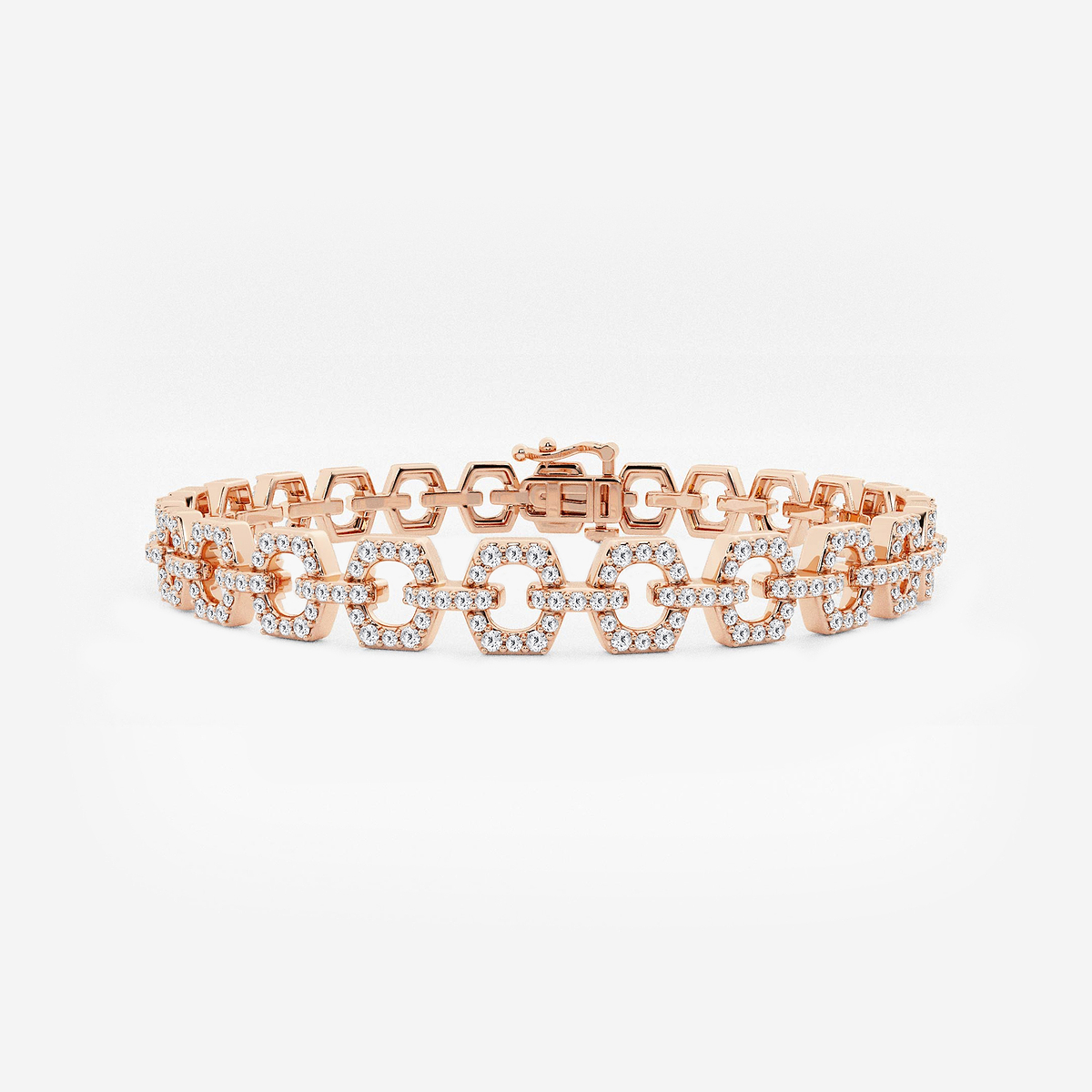 1 7/8 ctw Round Lab Grown Diamond Hexagon Shape Open Link Bracelet - 7 Inches