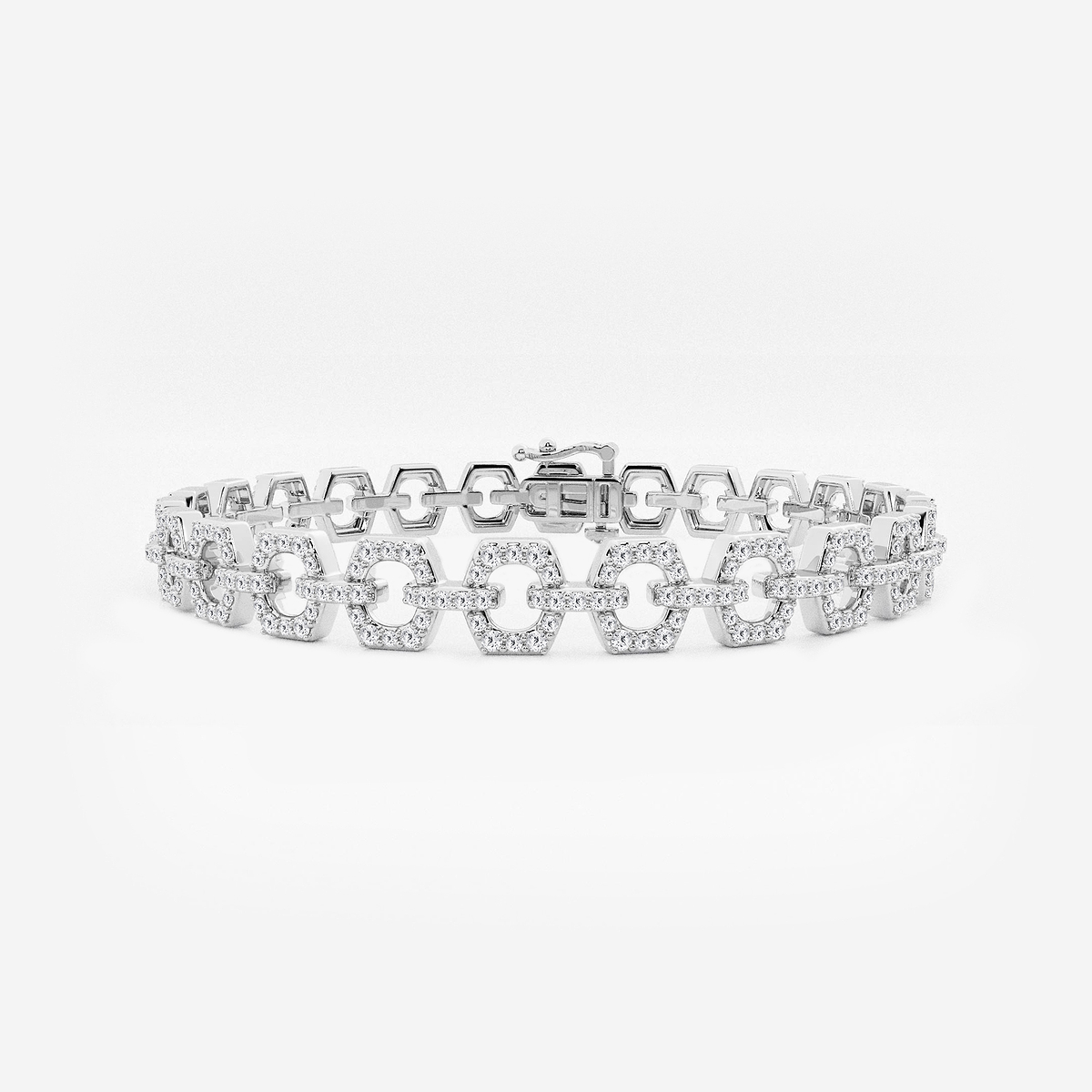 1 7/8 ctw Round Lab Grown Diamond Hexagon Shape Open Link Bracelet - 7 Inches