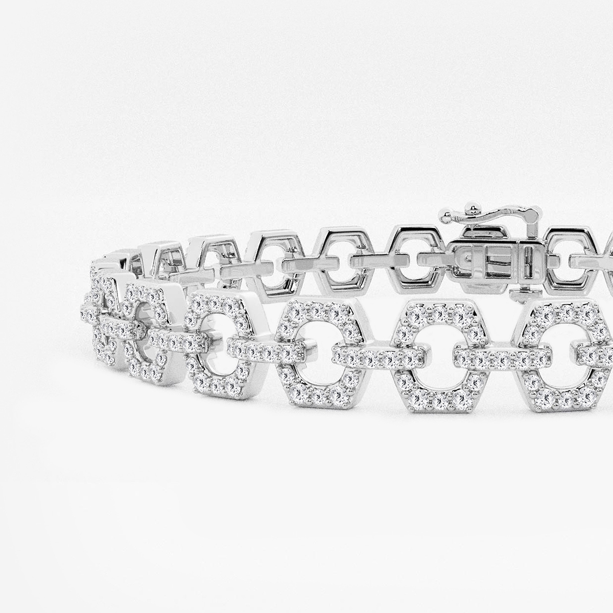 Additional Image 1 for  1 7/8 ctw Round Lab Grown Diamond Hexagon Shape Open Link Bracelet - 7 Inches