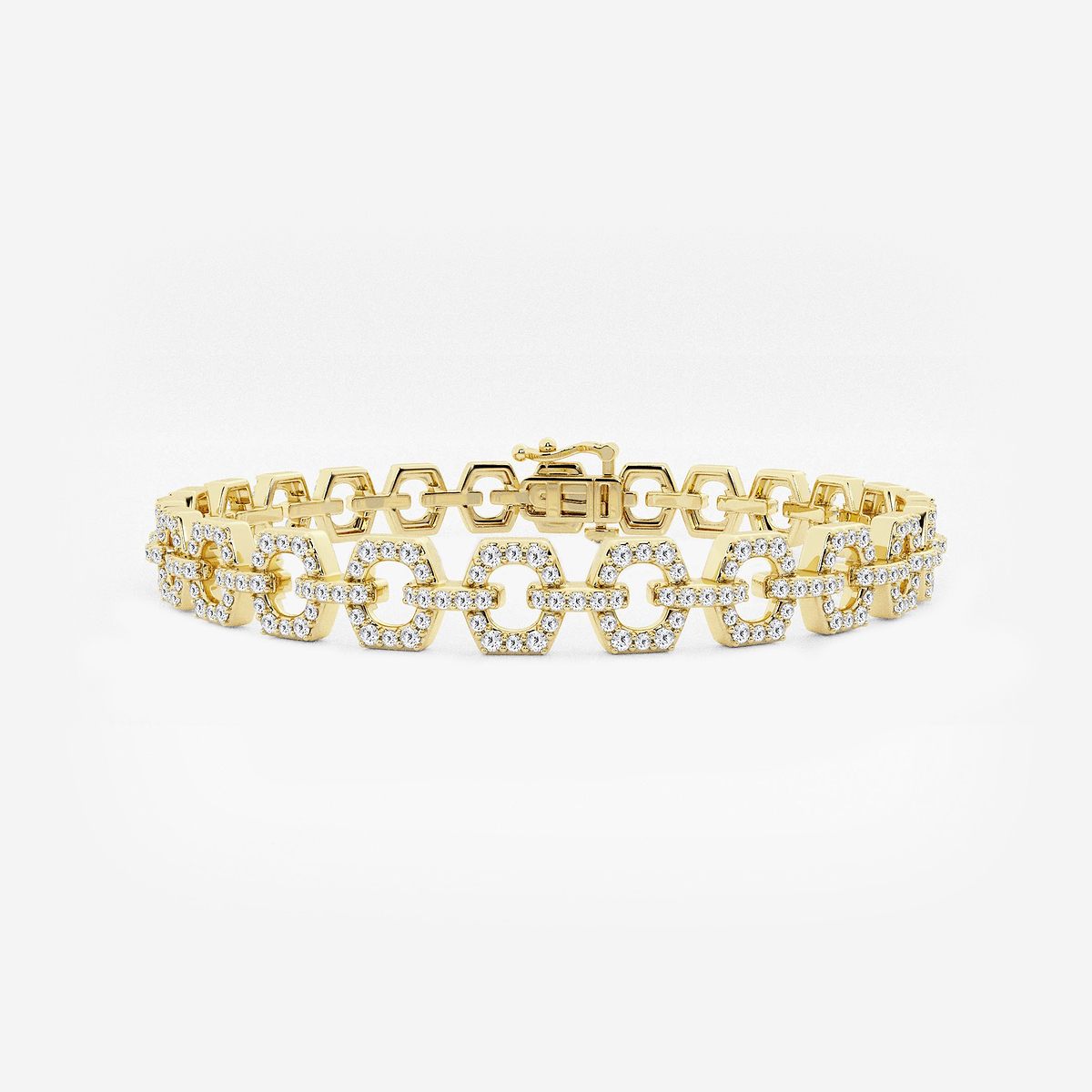 1 7/8 ctw Round Lab Grown Diamond Hexagon Shape Open Link Bracelet - 7 Inches