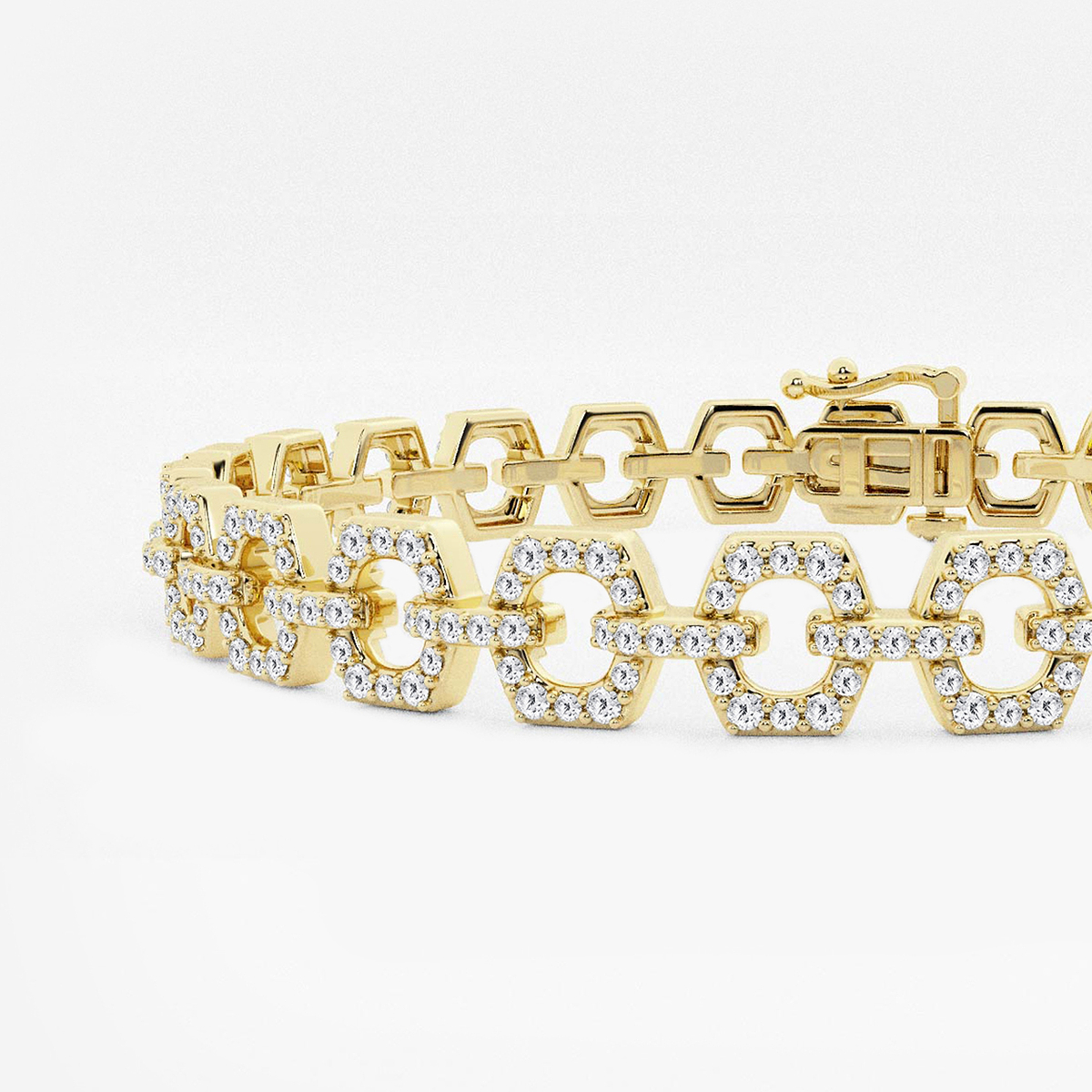 Additional Image 1 for  1 7/8 ctw Round Lab Grown Diamond Hexagon Shape Open Link Bracelet - 7 Inches