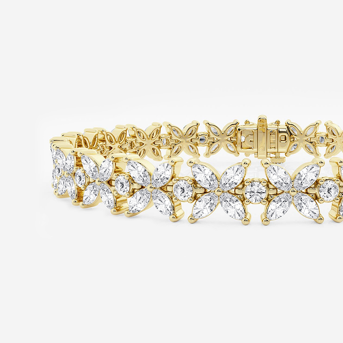 Marquise &amp; Round XO - 9 ctw Marquise and Round Lab Grown Diamond XO Bracelet - 8 Inches