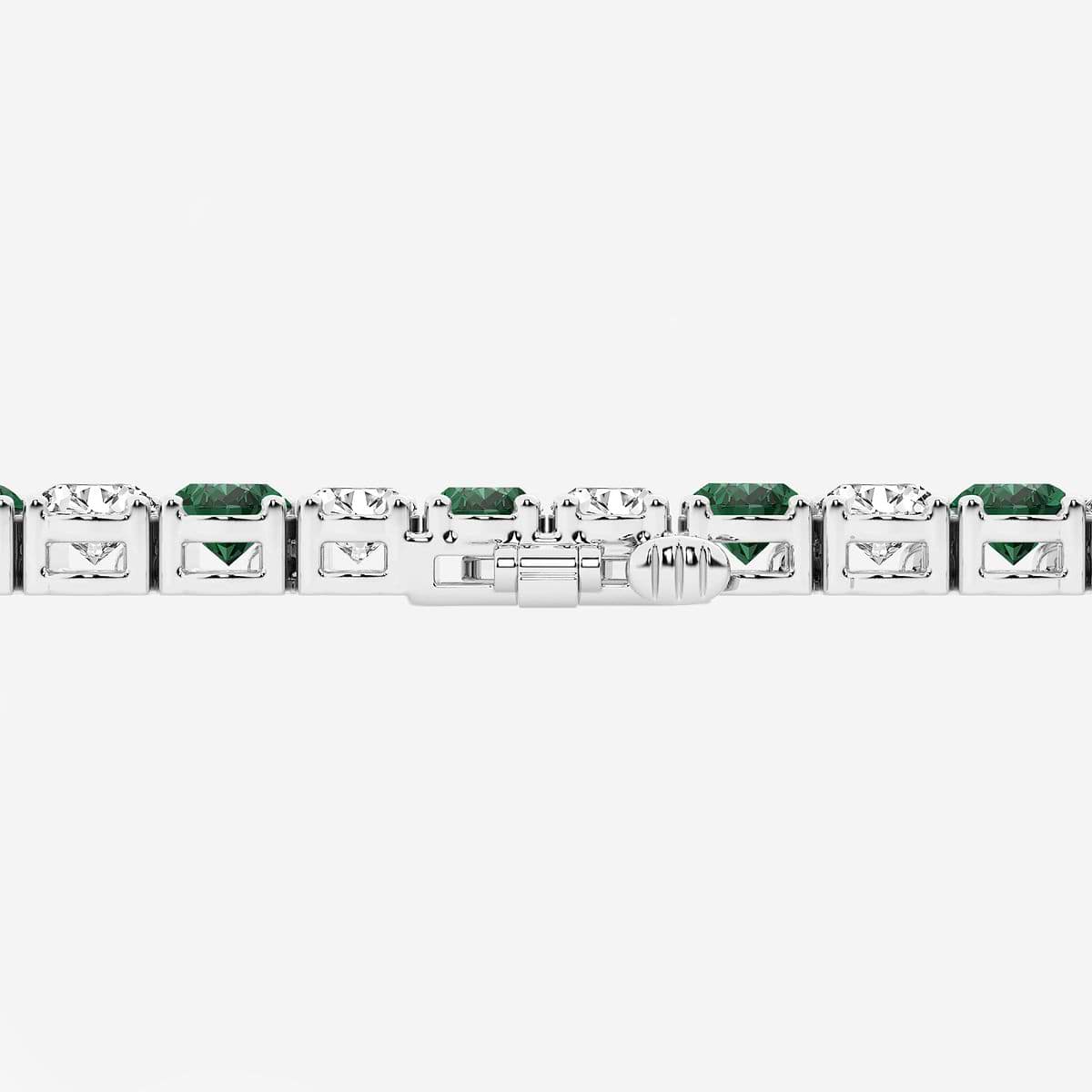 6.0x4.2 mm Oval Created Emerald and 7 1/2 ctw Oval Lab Grown Diamond Four-Prong Tennis Bracelet - 7 Inches 14K White Gold