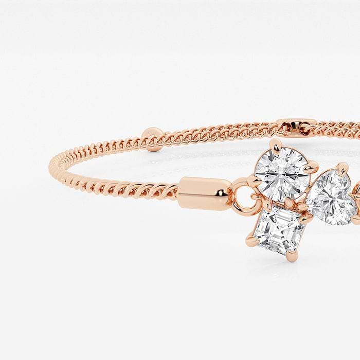 Multi-Shape Three Stone Bolo Fashion Bracelet