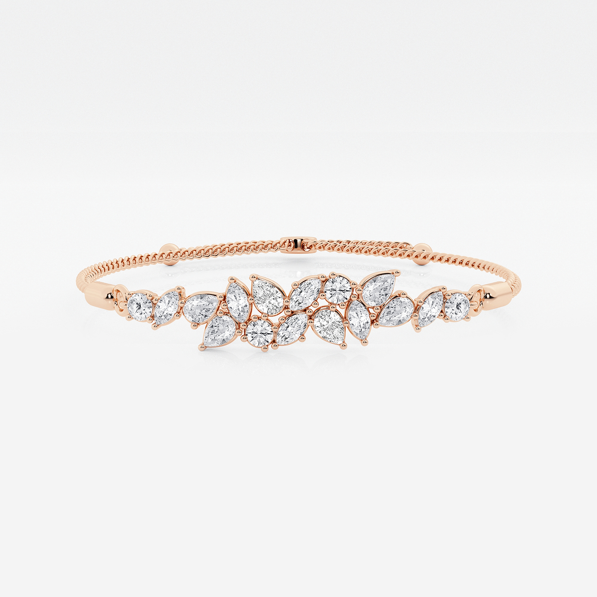2 ctw Multi-Shape Lab Grown Diamond Abstract Floral Bolo Bracelet - 9 Inches