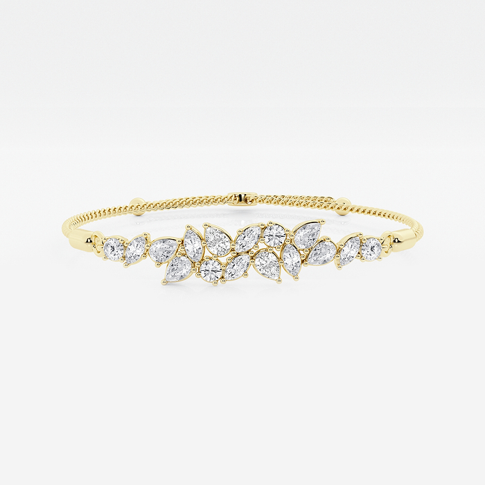 Abstract Floral - 2 ctw Multi-Shape Lab Grown Diamond Abstract Floral Bolo Bracelet - 9 Inches