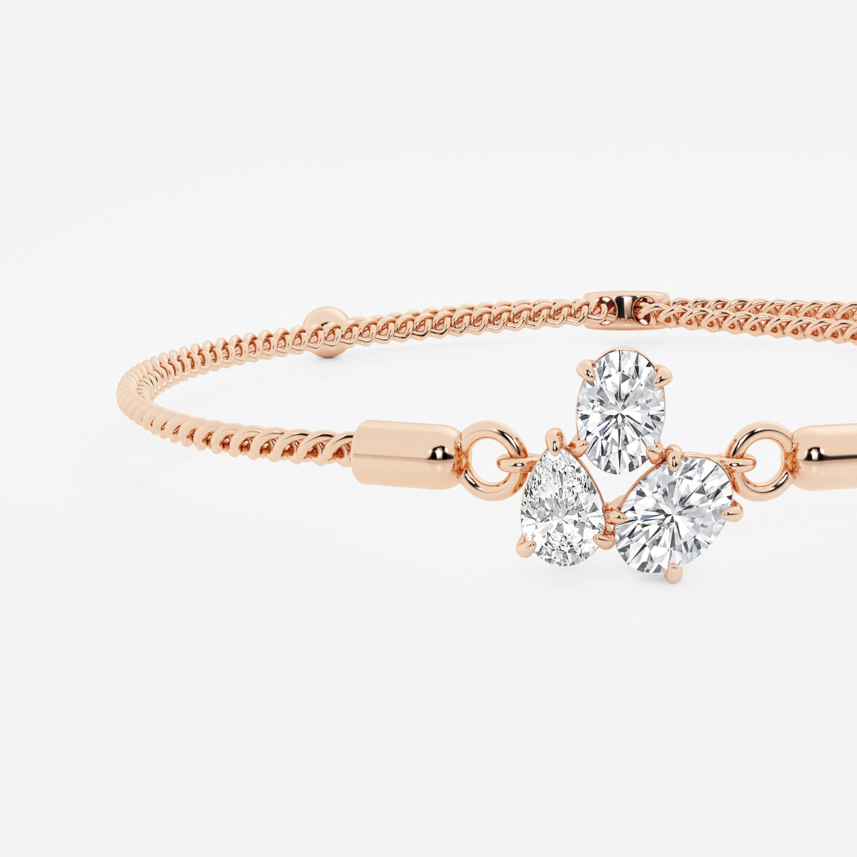 Additional Image 1 for  1 1/4 ctw Oval and Pear Lab Grown Diamond Three Stone Bolo Bracelet - 8 Inches