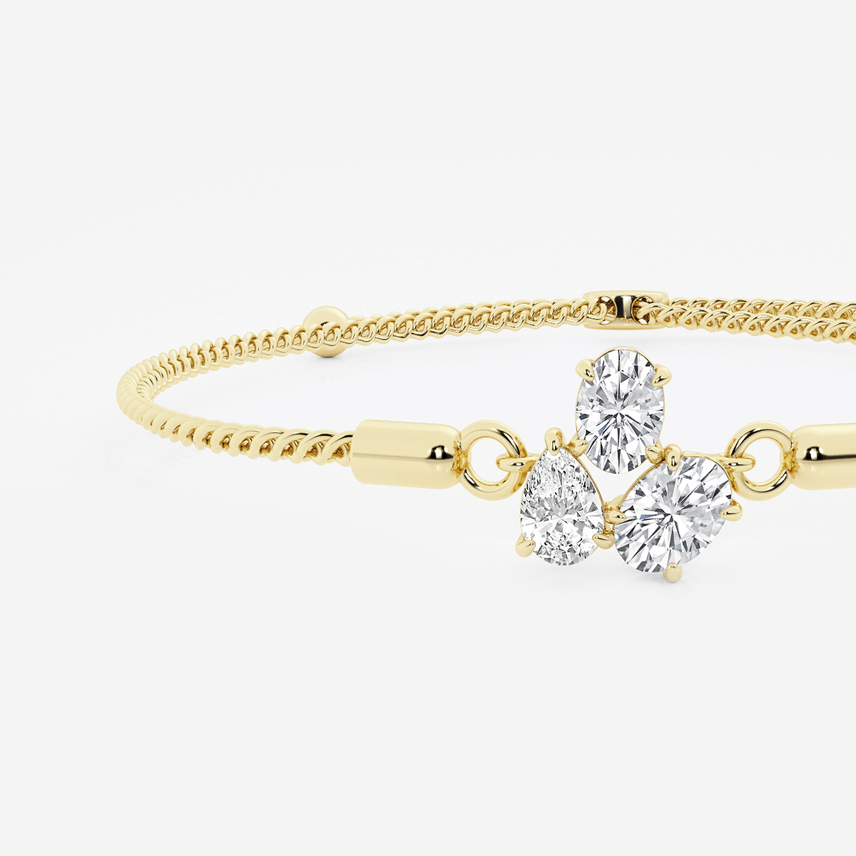 Additional Image 1 for  1 1/4 ctw Oval and Pear Lab Grown Diamond Three Stone Bolo Bracelet - 8 Inches