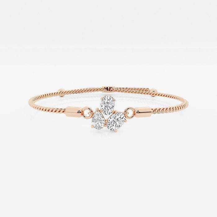Oval and Pear Three Stone Bolo Fashion Bracelet