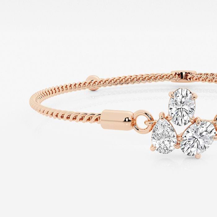 Oval and Pear Three Stone Bolo Fashion Bracelet