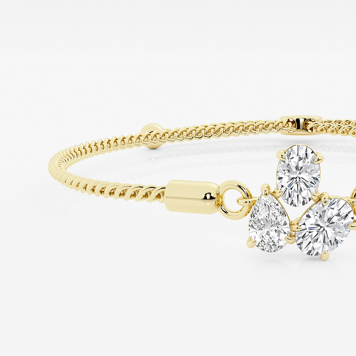 Oval Pear Bolo - 1 1/4 ctw Oval and Pear Lab Grown Diamond Three Stone Bolo Bracelet - 8 Inches