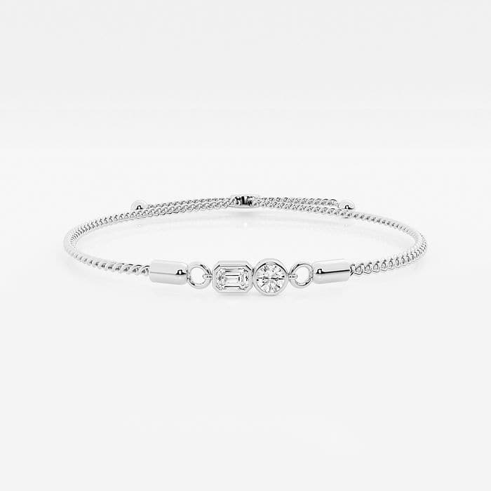 Toi Et Moi Emerald and Round Bezel Bolo Bracelet