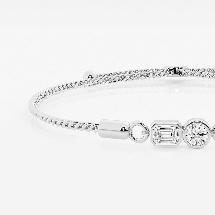 Toi Et Moi Emerald and Round Bezel Bolo Bracelet