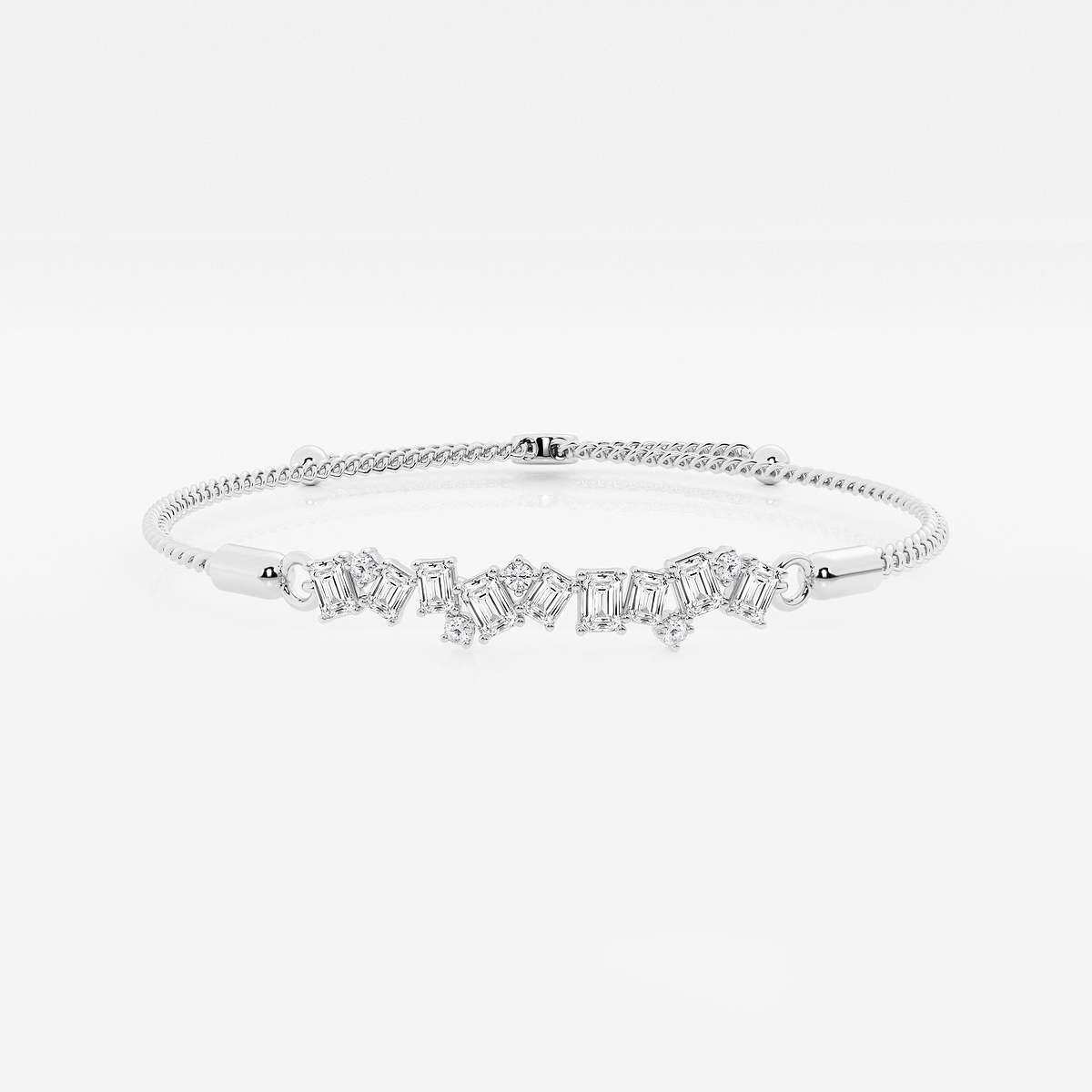 1 ctw Emerald and Round Lab Grown Diamond Cascade Bolo Bracelet - 8.75 Inches