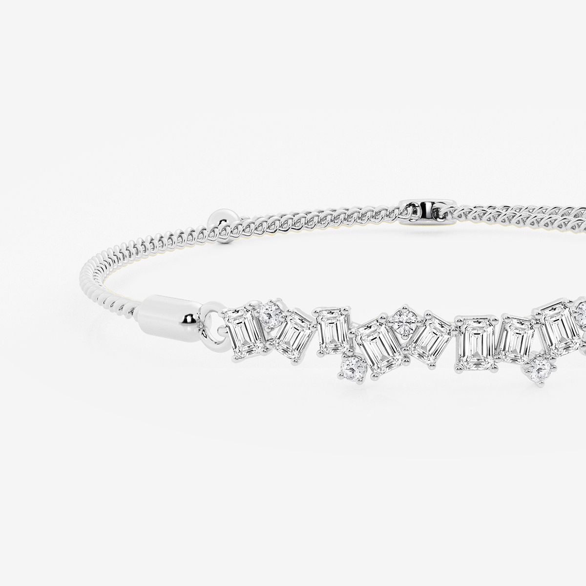 Additional Image 1 for  1 ctw Emerald and Round Lab Grown Diamond Cascade Bolo Bracelet - 8.75 Inches