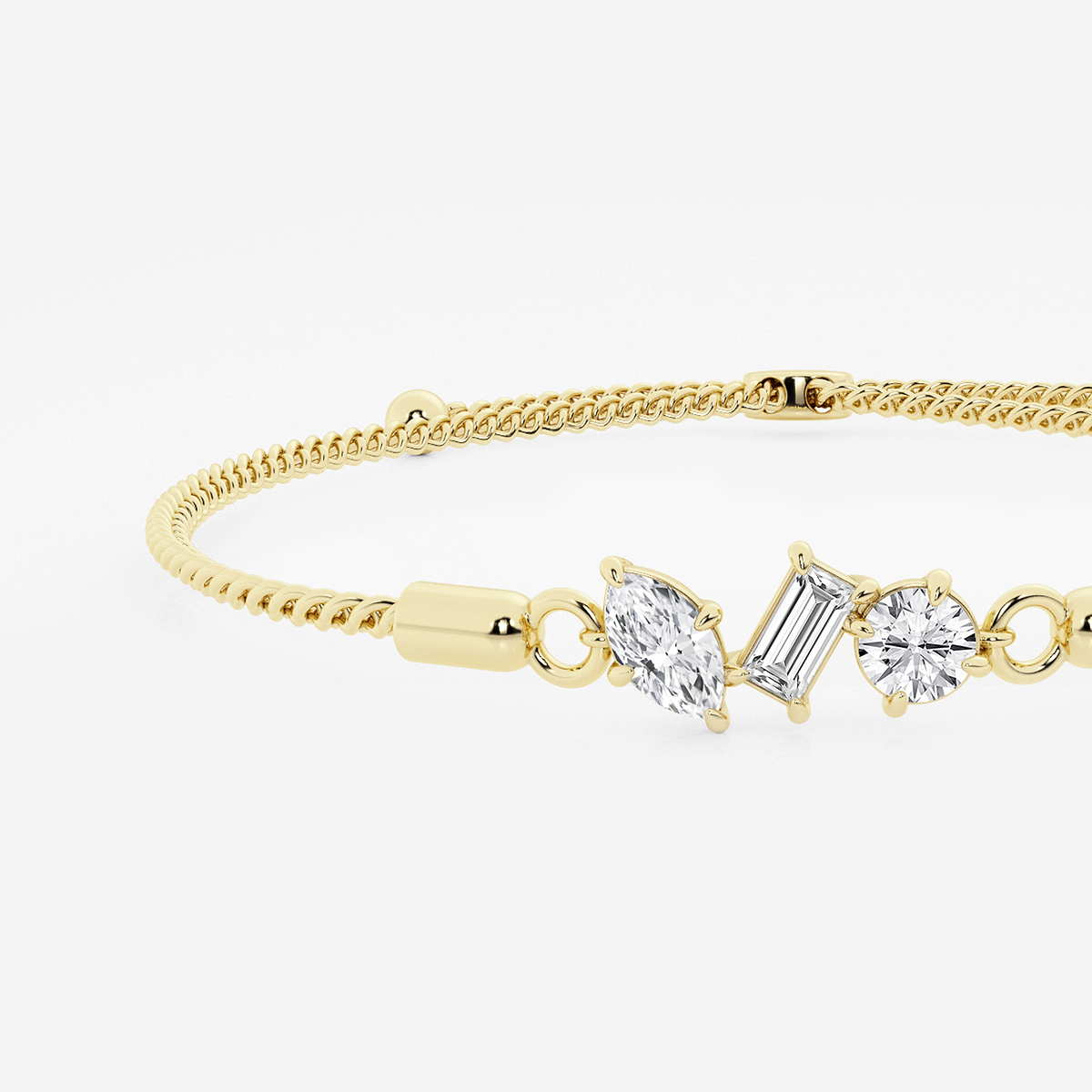Additional Image 1 for  3/4 ctw Multi-Shape Lab Grown Diamond Three Stone Bolo Bracelet - 8 Inches