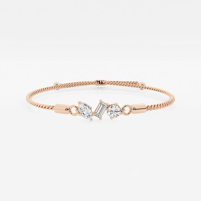 Multi-Shape Three Stone Bolo Fashion Bracelet