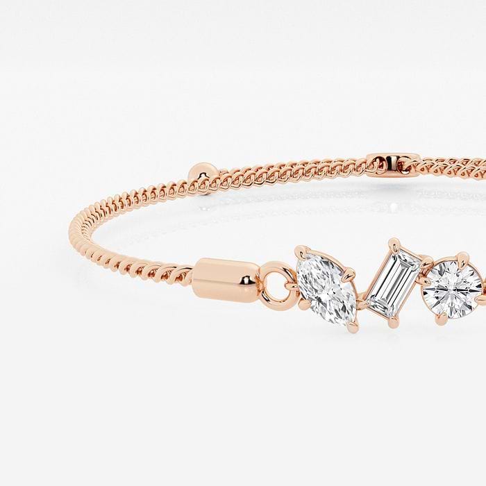 Multi-Shape Three Stone Bolo Fashion Bracelet