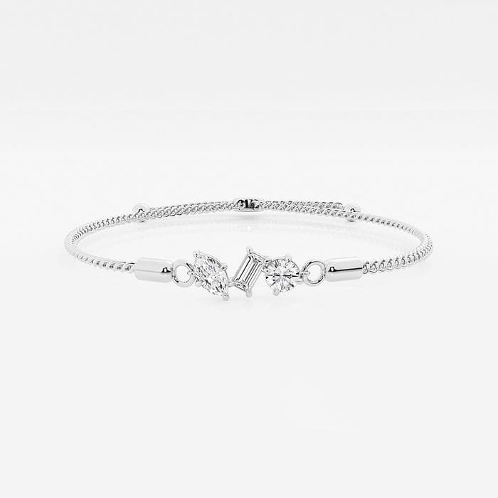 Multi-Shape Three Stone Bolo Fashion Bracelet
