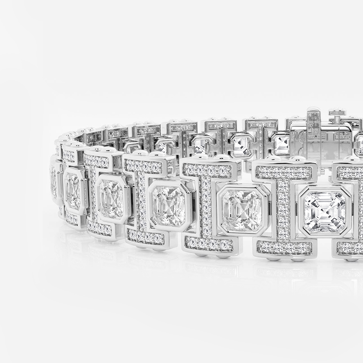 Additional Image 1 for  12 7/8 ctw Asscher and Round Lab Grown Diamond Link Bracelet