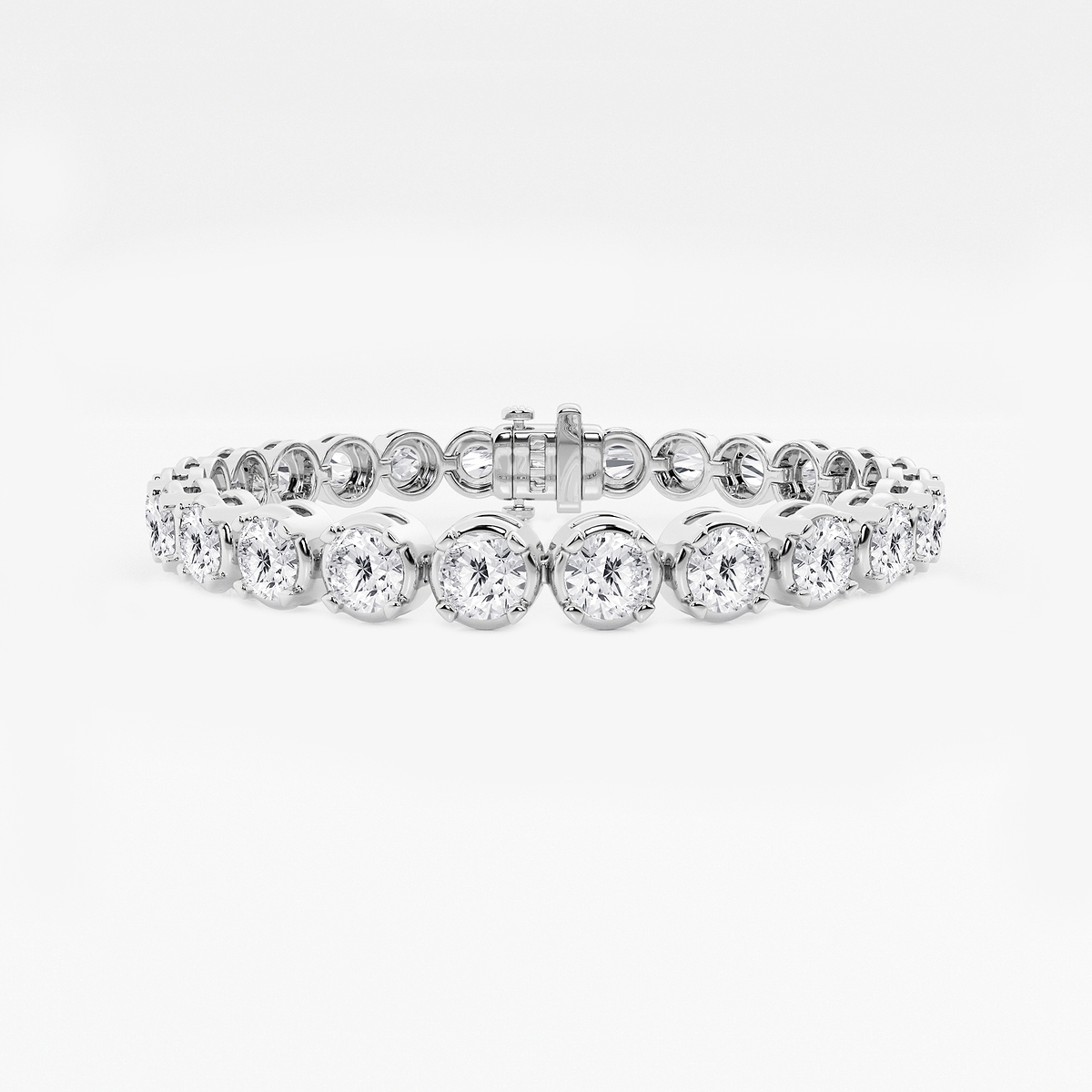 15 ctw Round Lab Grown Diamond Four Prong Tennis Bracelet -7.5 Inches 14K White Gold, F, VS2