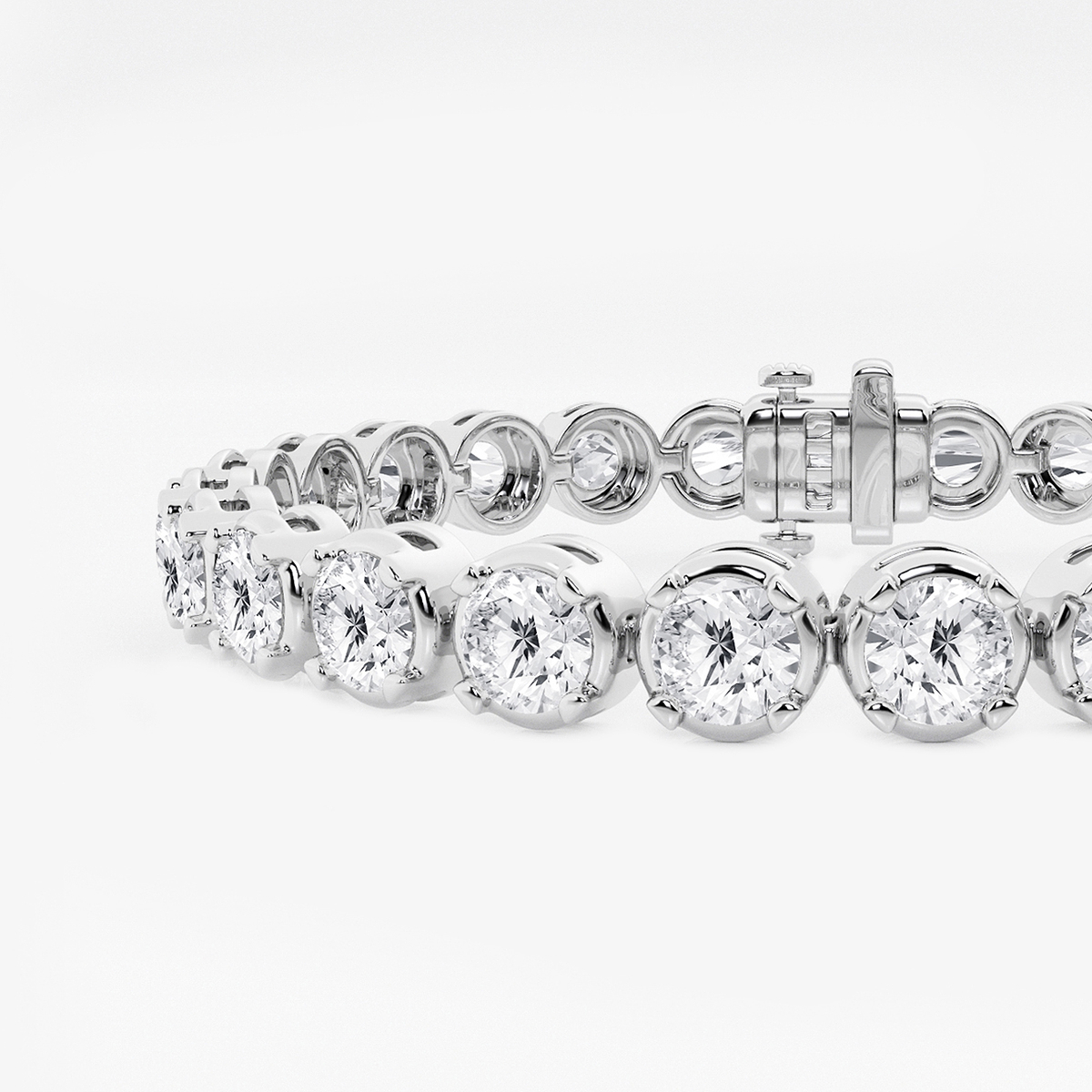 15 ctw Round Lab Grown Diamond Four Prong Tennis Bracelet -7.5 Inches 14K White Gold, F, VS2