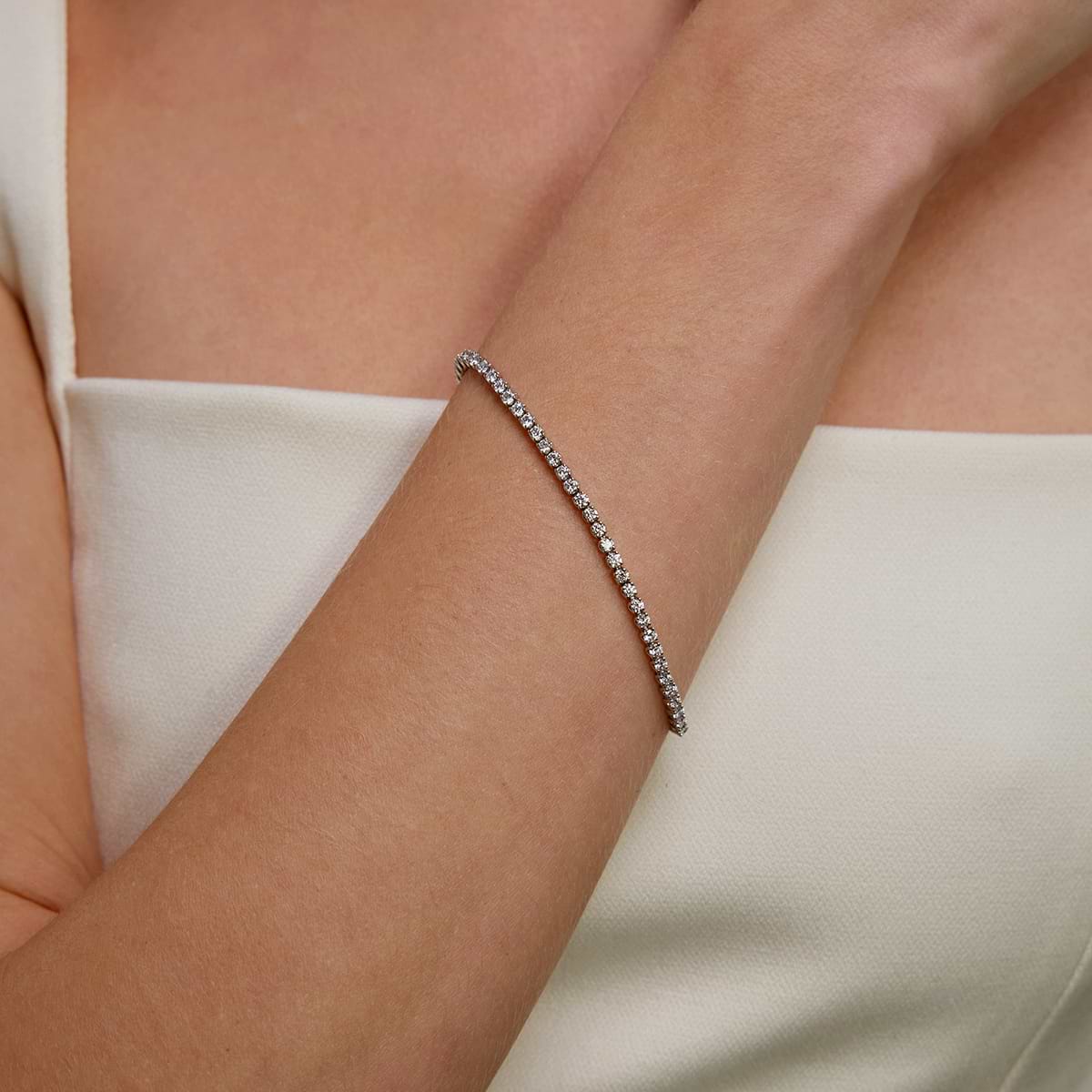 3 ctw Round Lab Grown Diamond Tulip Prong Tennis Bracelet - 7 Inches