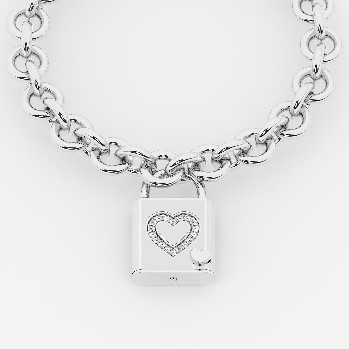 1/4 ctw Round Lab Grown Diamond Heart Design Lock Bracelet with Pearl Ceramic
