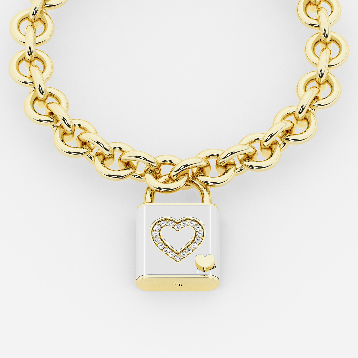 1/4 ctw Round Lab Grown Diamond Heart Design Lock Bracelet with Pearl Ceramic