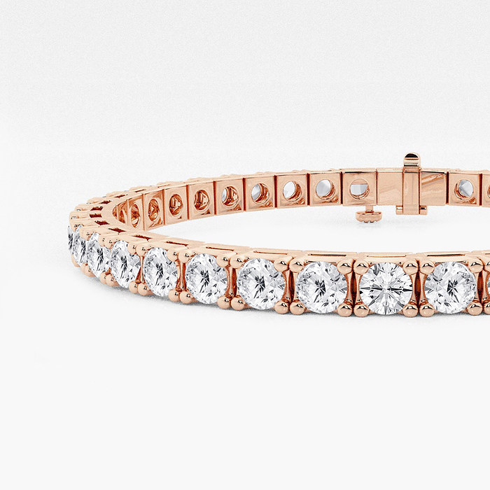 Four Prong Box - 15 ctw Round Lab Grown Diamond Four Prong Box Tennis Bracelet - 8 Inches