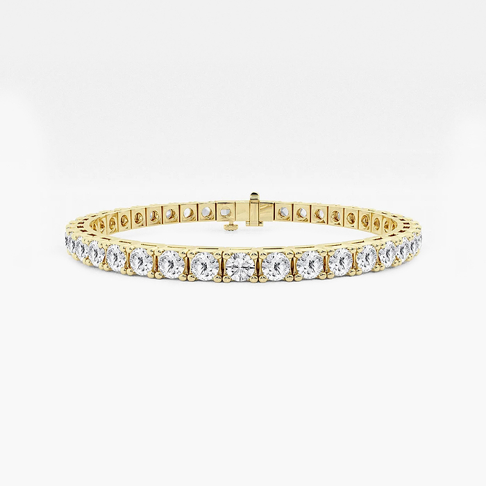 Four Prong Box - 15 ctw Round Lab Grown Diamond Four Prong Box Tennis Bracelet - 8 Inches